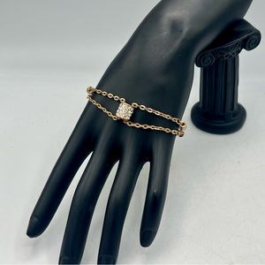 Vintage unique gold chain & rhinestone bracelet or anklet